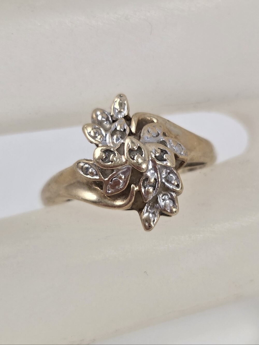 Vintage 10K Gold JCM Diamond Illusion Pinky Ring Sz 3.5